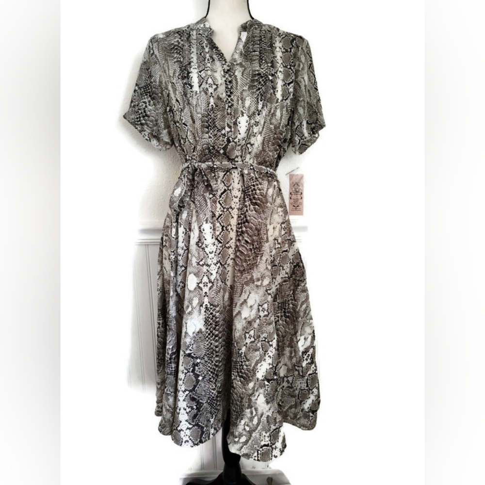 New! Nanette Lepore Snake Print Semi Sheer Dress With Slip Quiet Luxury Size 14 - Picture 2 of 5